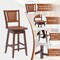 24.5 Inch Counter Height Bar Stool with Rattan Back and 360° Swivel Seat